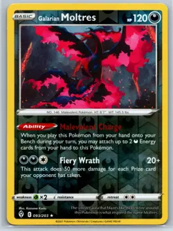Galarian Moltres - Reverse Holo - Evolving Skies 093/203 Rare Pokemon Card NM - Image 1