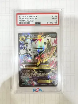 PSA 9 M Aggron EX 154/160 XY Primal Clash 2015 Pokemon Card Full Art Holo Foil - Image 1