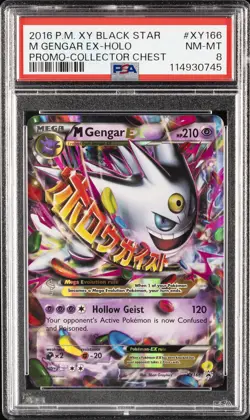 2016 POKEMON XY BLACK STAR PROMO COLLECTOR CHEST #XY166 M GENGAR EX-HOLO PSA 8 - Image 1
