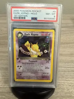 2000 POKEMON ROCKET 1ST EDITION #9 DARK HYPNO-HOLO PSA 8 - Image 1