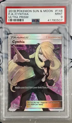 Pokemon Cynthia Ultra Prism Full Art #148 PSA 9 Mint - Image 1