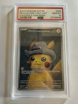 Pokemon Pikachu with Grey Felt Hat Van Gogh Full Art Promo SVP EN 085 PSA 10 - Image 1