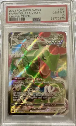 2023 Pokemon Sword & Shield Crown Zenith Rayquaza VMAX Full Art #101 PSA 10 Gem - Image 1