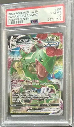 2023 Pokemon Sword & Shield Crown Zenith Rayquaza VMAX Full Art #101 PSA 10 Gem - Image 2