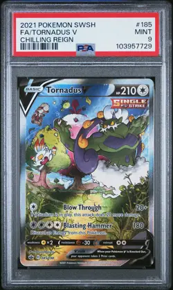 2021 POKEMON SWORD & SHIELD CHILLING REIGN FULL ART #185 TORNADUS V PSA 9 - Image 1