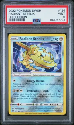2022 POKEMON SWORD & SHIELD LOST ORIGIN #124 RADIANT STEELIX PSA 9 - Image 1