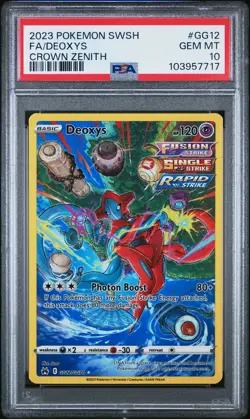 2023 POKEMON SWORD & SHIELD CROWN ZENITH FULL ART #GG12 DEOXYS PSA 10 - Image 1