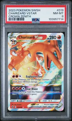 2023 POKEMON SWORD & SHIELD CROWN ZENITH #019 CHARIZARD VSTAR PSA 8 - Image 1