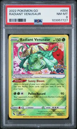 2022 POKEMON GO #004 RADIANT VENUSAUR PSA 8 - Image 1