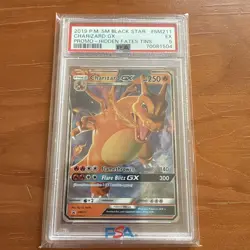 2019 Pokemon Black Star Promo Hidden Fates Tins Charizard GX #211 PSA 5 - Image 1