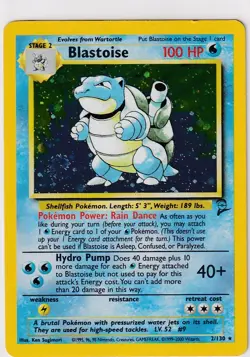 (LP) Blastoise 2/130 Base Set 2 Holo Rare Vintage Pokemon Card - Image 1