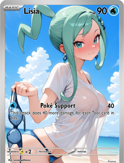 LoveangelGames-Season 2- Custom Card- Waifu Universe- Lisia Wet T Support - Image 1