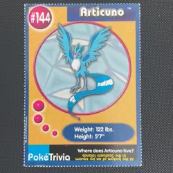 Articuno 144 Pokemon Burger King PokeTrivia Trading Card - Image 1