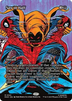 NM Borderless Saw in Half, MTG, Marvel's Spider-Man, Magic the Gathering, 21 - Image 1