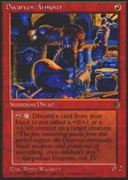 MTG Dwarven Armorer, Fallen Empires, Heavily Played, English - Image 1