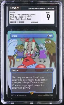 Daze 1934 Foil Borderless Secret Lair X SpongeBob MTG CGC Mint 9 - Image 1