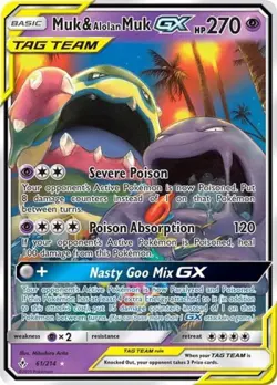 Pokemon Muk & Alolan Muk GX NM 1st Edition Normal SM - Unbroken Bonds - Image 1