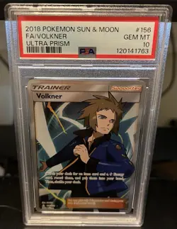 2018 POKEMON SUN & MOON ULTRA PRISM #156 FULL ART/VOLKNER PSA 10 - Image 1