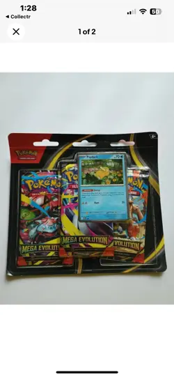 Pokemon TCG - Mega Evolution 3 Pack Booster Blister Psyduck Promo - Sealed - Image 1