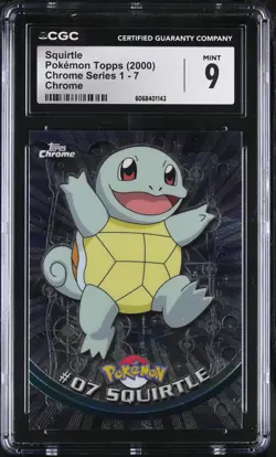 CGC 9 MINT Squirtle Topps 2000 Chrome Series 1 7 Chrome Pokemon Card - Image 1