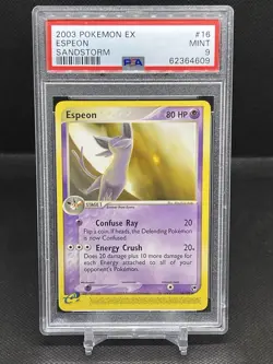 2003 Pokemon EX Sandstorm 16/100 Espeon Non Holo PSA 9 Card MINT - Image 1