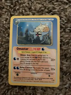 Pokemon Funskool Vintage Omastar Card Damaged - Image 1