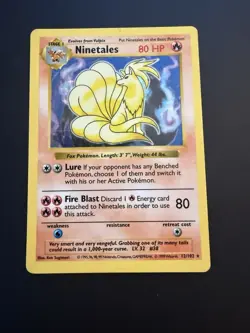 Pokemon Ninetales TCG Holo Rare Card Base Set, Shadowless, Unlimited MP 12/102 - Image 2