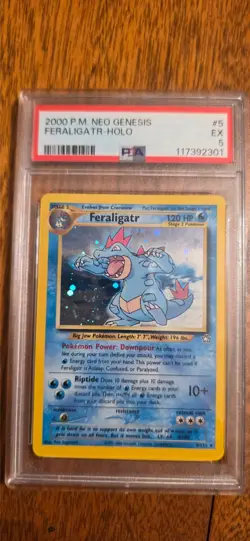 PSA 5 EX Feraligatr Neo Genesis SWIRL Holo Rare Pokemon Card 5/111 - Image 1