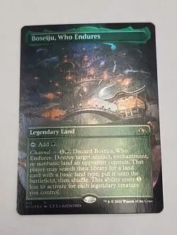 MTG Magic Kamigawa Neon Dynasty Foil Borderless Boseiju, Who Endures - Image 3