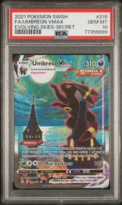 2021 POKEMON SWORD & SHIELD EVOLVING SKIES 215 FULL ART UMBREON VMAX PSA 10 - Image 1