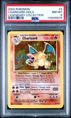 2002 POKEMON LEGENDARY COLLECTION #3 CHARIZARD-HOLO PSA 8 - Image 1