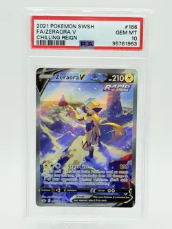 2021 POKEMON SWORD & SHIELD CHILLING REIGN #166 FULL ART/ZERAORA V PSA 10 - Image 1
