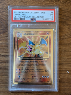 2021 Pokemon Celebrations PSA 1 Charizard #4 Metal Gold UPC Ultra Premium POOR - Image 1