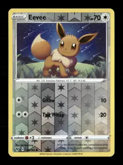 Eevee Reverse Holo Common SWSH04: Vivid Voltage 130/185 NM Pokemon LP - Image 1