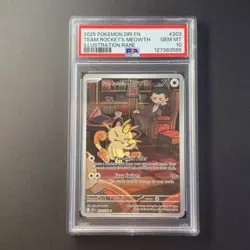 POKEMON PSA 10 2025 SV Destined Rivals Team Rocket's Meowth 203/182 - Image 1