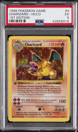 1999 POKEMON BASE SET 1ST EDITION #4 CHARIZARD-HOLO PSA 5 - Image 1
