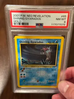 2001 Pokemon Neo Revelation Shining Gyarados Holo Card #65 PSA 8 - Image 3