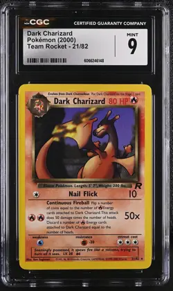 CGC 9 MINT Dark Charizard 2000 Team Rocket 21/82 Pokemon Card - Image 1