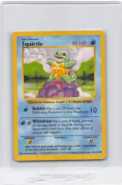 Squirtle 63/102 - Shadowless - Base Set - VINTAGE WOTC Pokemon Card - MP/HP - Image 1