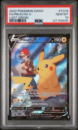 Pikachu v TG16/TG30 Swsh11: Lost Origin Trainer Gallery Holo Card PSA 10 - Image 3