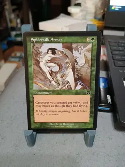 MTG ~ Spidersilk Armor Mercadian Masques Regular LP EX Condition - Image 1