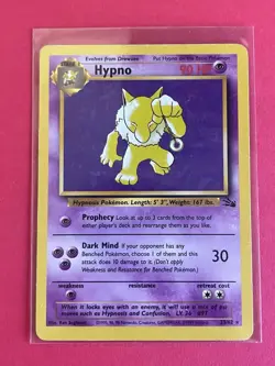 1999 Pokemon Fossil Hypno Unlimited #23/62 Non-Holo Rare MP/HP - Image 1