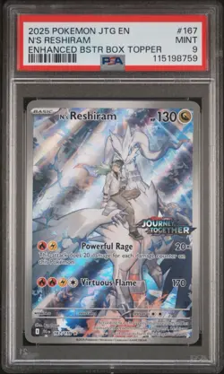 (PSA 9) Pokemon: Journey Together - N's Reshiram #167 [Stamped Box Topper] - Image 1