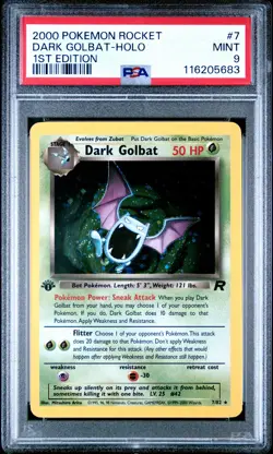 2000 POKEMON ROCKET 1ST ED #7 DARK GOLBAT-HOLO PSA 9 - Image 1