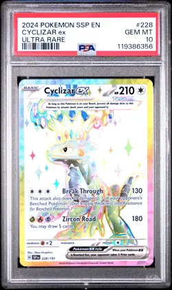 2024 POKEMON SSP EN-SURGING SPARKS ULTRA RARE #228 CYCLIZAR EX PSA 10 - Image 1