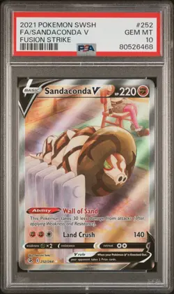PSA 10 GEM MINT Pokemon Fusion Strike Sandaconda V 252/264 Alt Art Rare Holo - Image 1