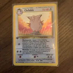 Pokemon TCG Clefable Jungle Card 1/64 Holo First Edition Rare Light Play - Image 1