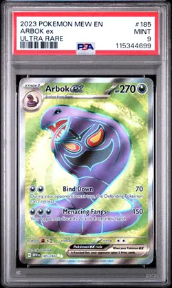 Pokemon card Ultra rare Arbok ex 185/165 MEW EN 2023 English PSA 9 MINT - Image 2