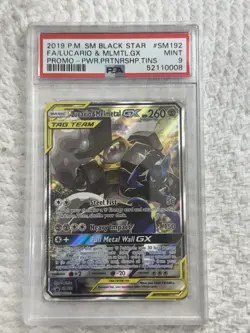 Pokemon TCG Lucario & Melmetal GX SM192 Holo Card Sun & Moon Psa 9 - Image 1