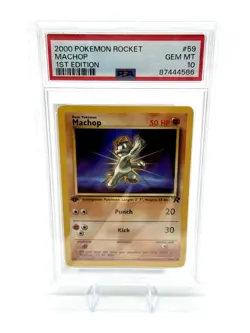 PSA 10 2000 Pokemon Team Rocket #59 MACHOP 1st Edition First Pokemon TCG Card - Image 1